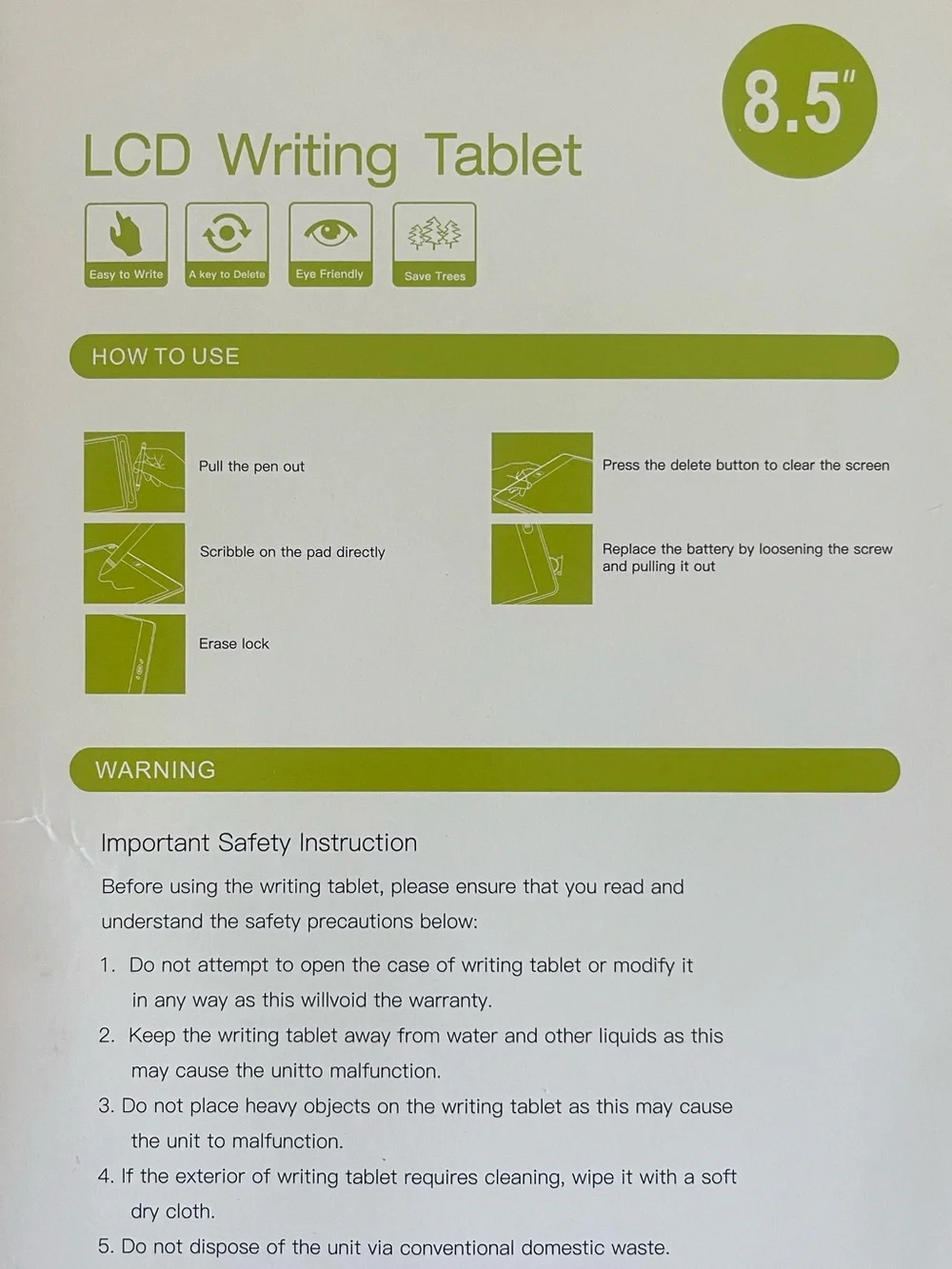 LCD Writing Tablet 8.5